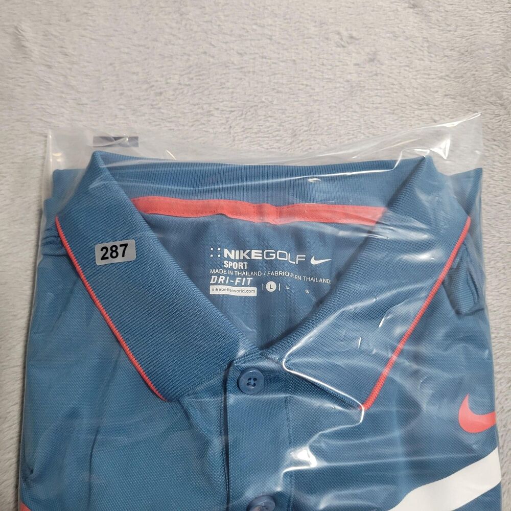 Nike Dri-FIT Golf Polo Shirt Mens Large Blue Chevron Performance - Picture 11 of 11